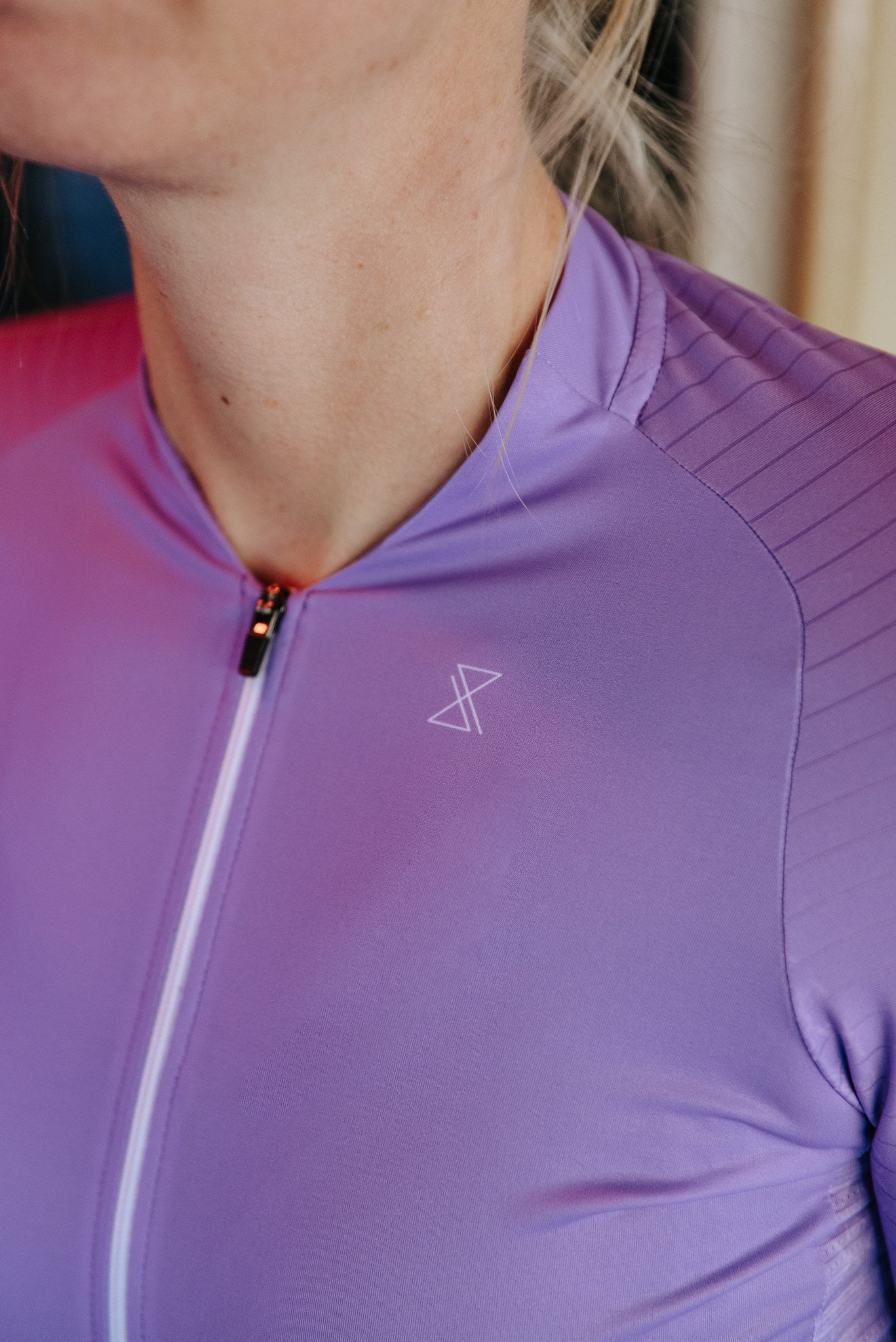 Fietsshirt dames - korte mouwen lila - TENUE des Femmes